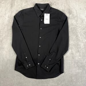 Theory Sylvain Shirt Structure Knit Black Button Up Men's M NWT Career